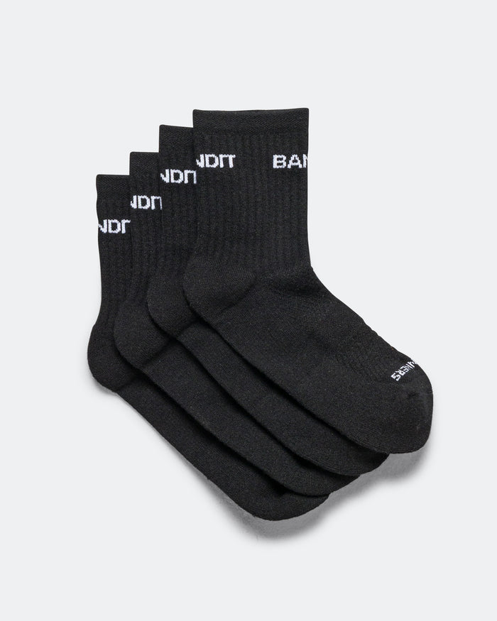 Merino Wool Run Socks 2 Pack - Black/White