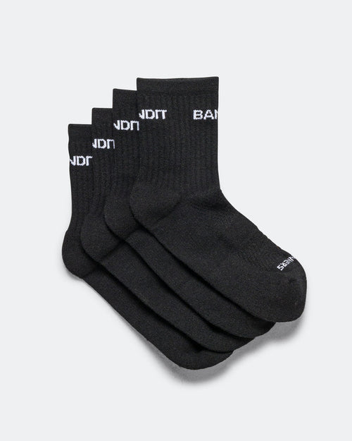 Merino Wool Run Socks 2 Pack - Black/White
