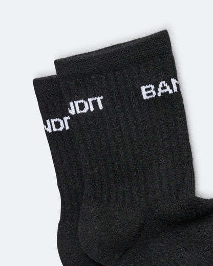 Merino Wool Run Socks 2 Pack - Black/White