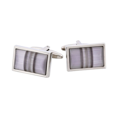 Multi Coloured Grey Striped Cat's Eye Cufflinks