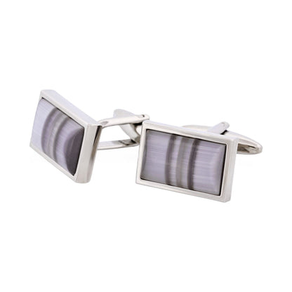 Multi Coloured Grey Striped Cat's Eye Cufflinks