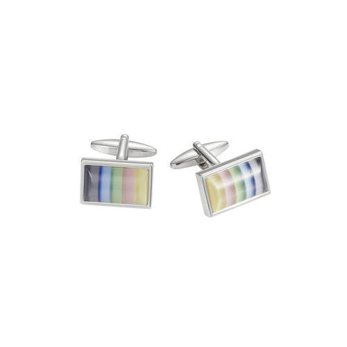 Multi Coloured Striped Cat's Eye Cufflinks