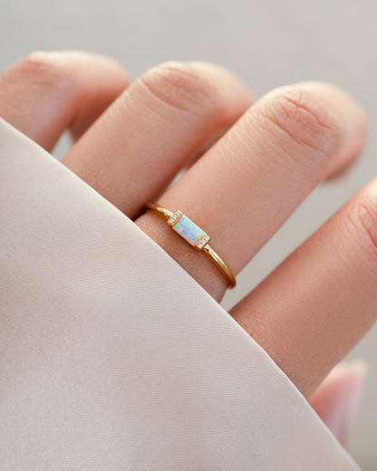 Opal Baguette Ring