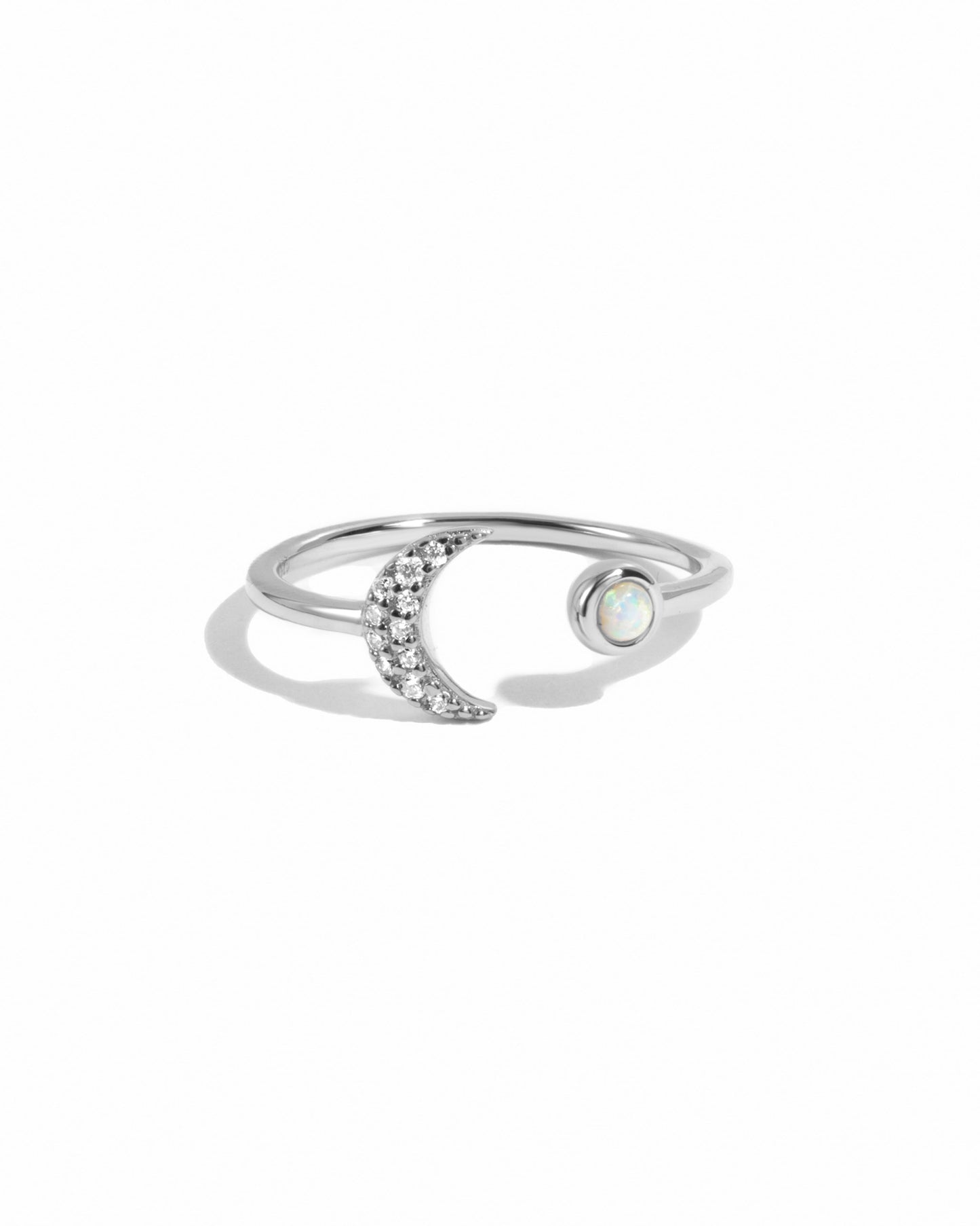 Opal & CZ Moon Ring