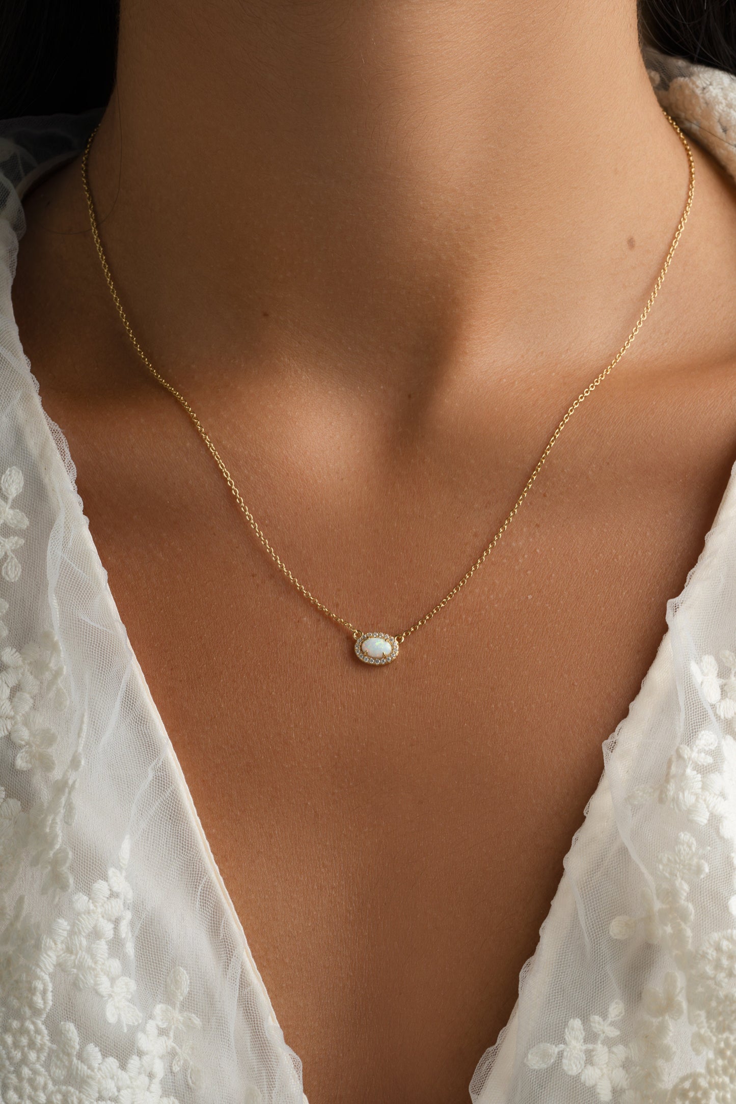 Opal Halo Necklace