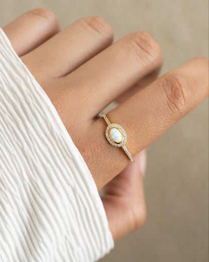 Opal Halo Ring