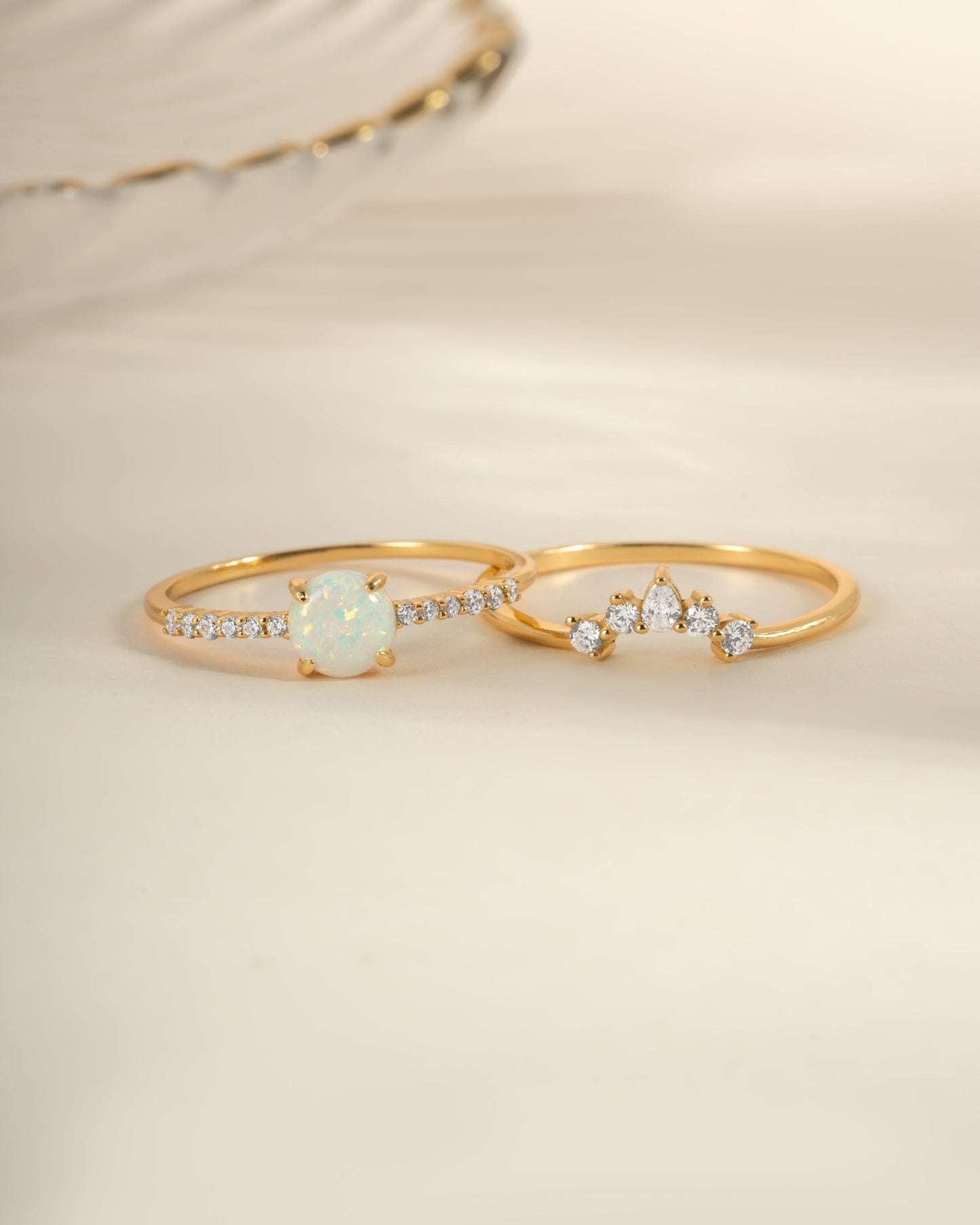 Opal Ring Set w Pave Ring