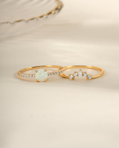 Opal Ring Set w Pave Ring
