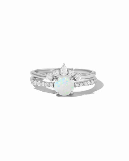 Opal Ring Set w Pave Ring