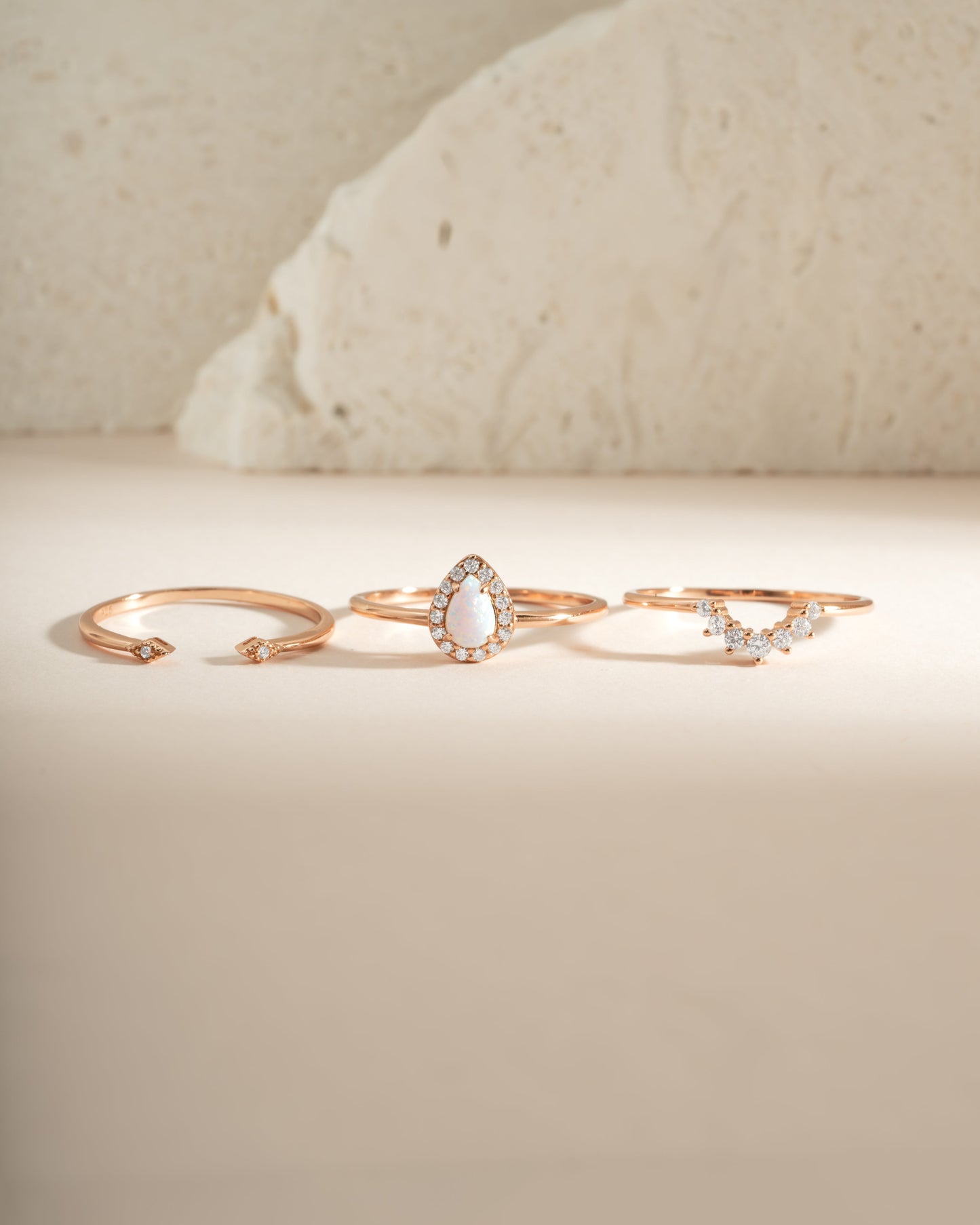 Pear Opal Ring Set