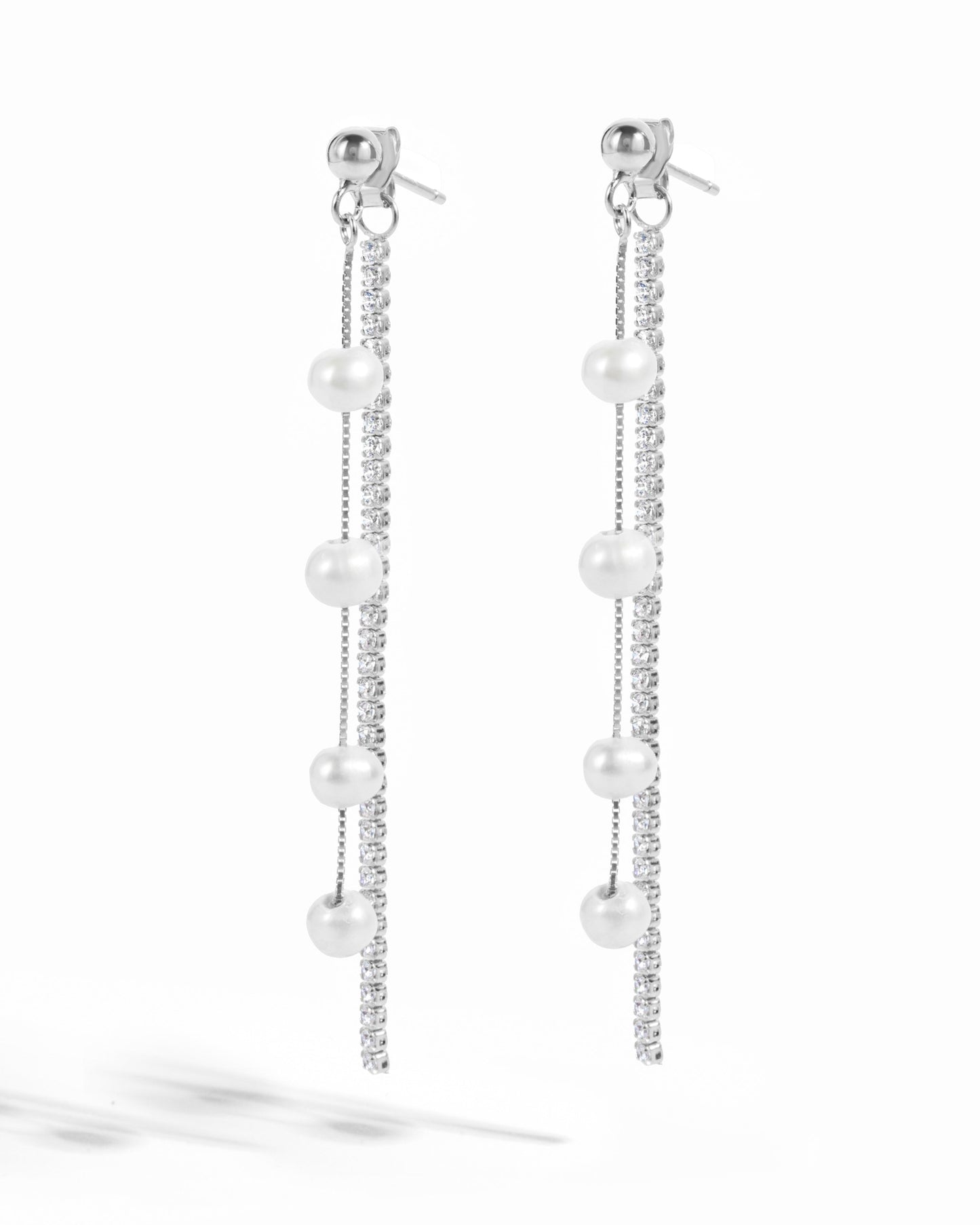 Dangling Bead Pearl Earrings