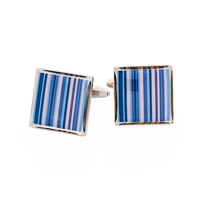 Pink Blue Striped Cufflinks