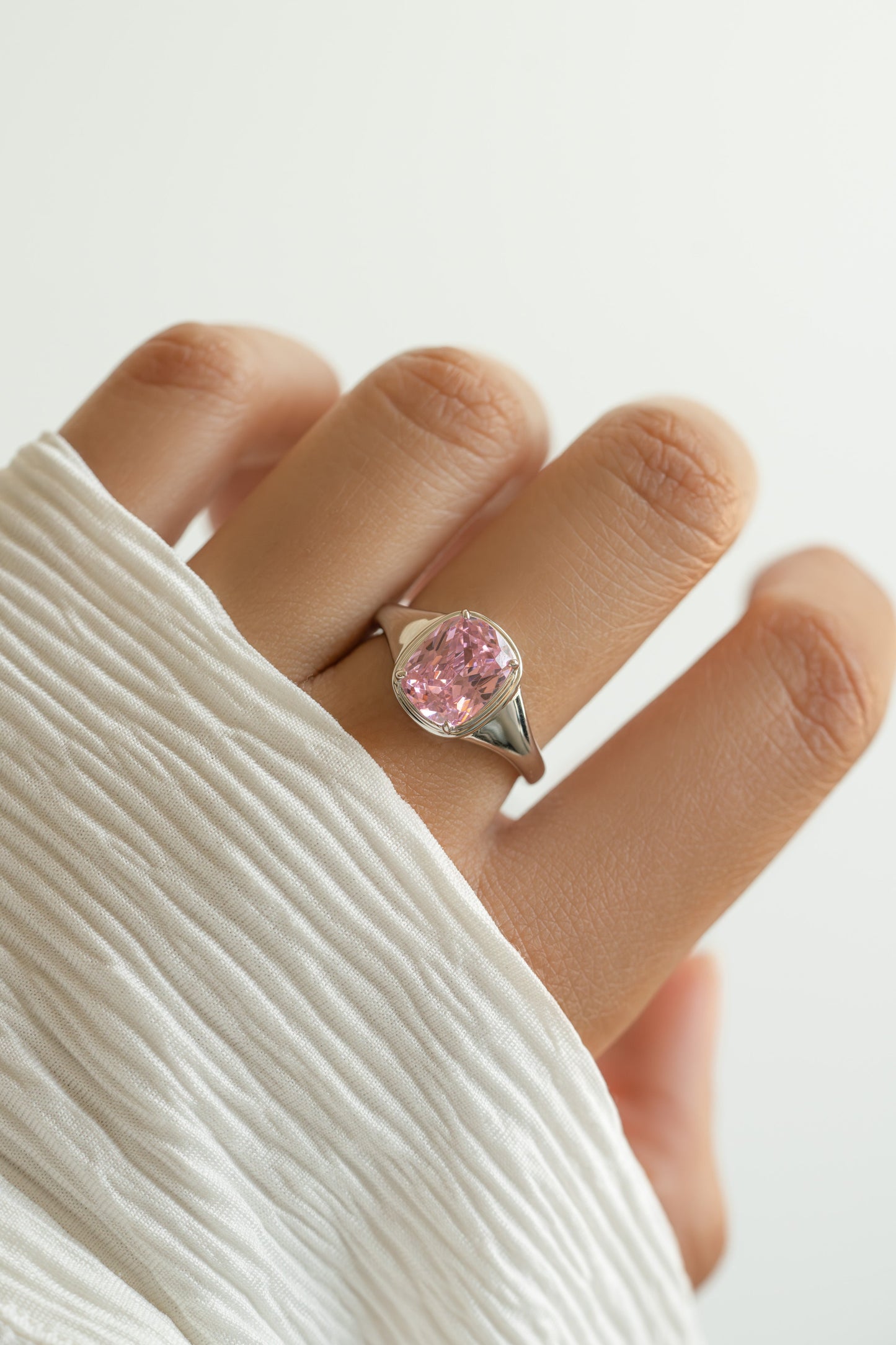 Pink Elongated Cushion Ring