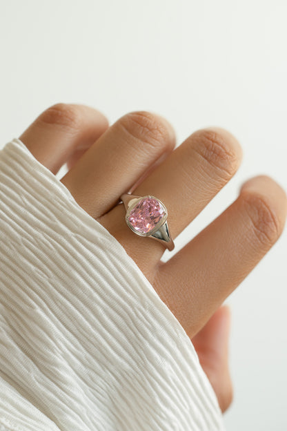 Pink Elongated Cushion Ring