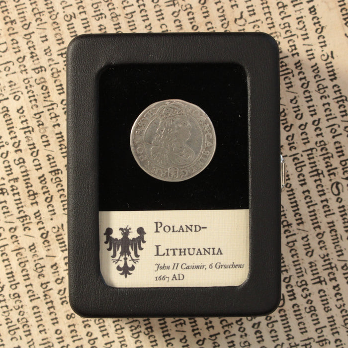 Poland, King John II Casimir Vasa, Silver 6 Groschens - 1667 CE - Polish-Lithuania