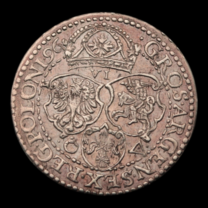 Poland, King Sigismund III, Silver 6 Groschens - 1596 CE - Polish-Lithuania