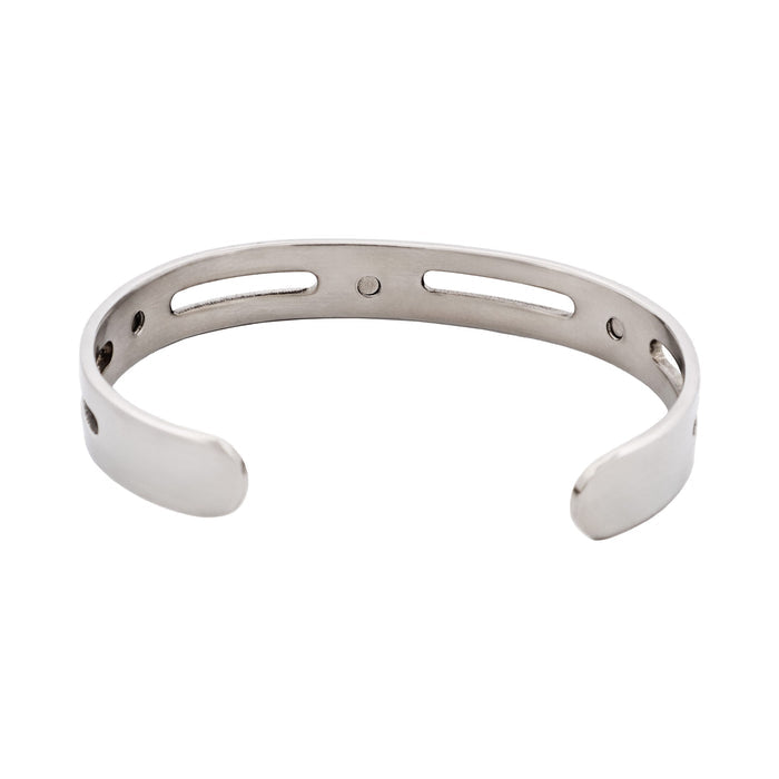 Polished Stainless Steel Bangle & Cuff with Cutout Design with Screws