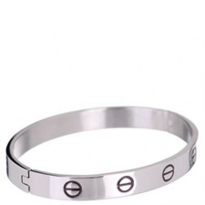 Polished Stainless Steel Bangle with Black Enamel Screws