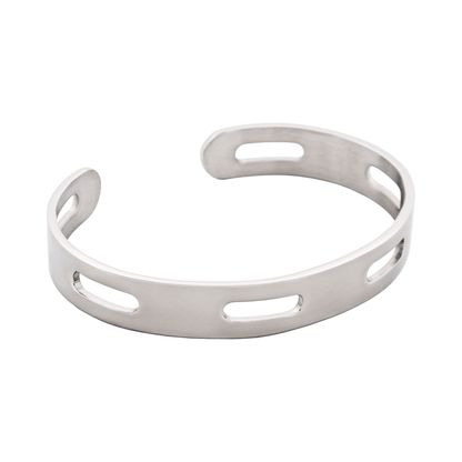 Polished Stainless Steel Cutout Design Cuff & Bangle