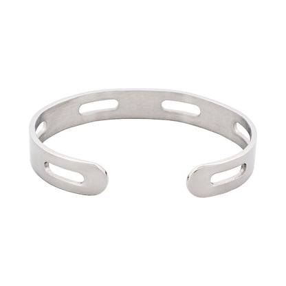 Polished Stainless Steel Cutout Design Cuff & Bangle