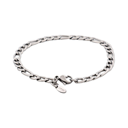 Polished Stainless Steel Figaro Chain Bracelet