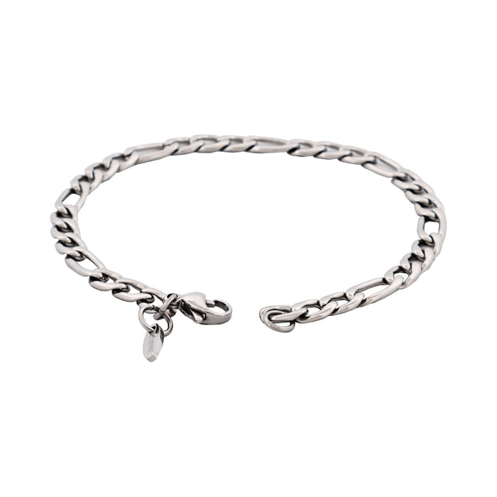 Polished Stainless Steel Figaro Chain Bracelet