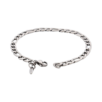 Polished Stainless Steel Figaro Chain Bracelet