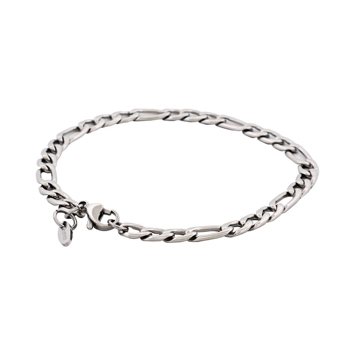 Polished Stainless Steel Figaro Chain Bracelet