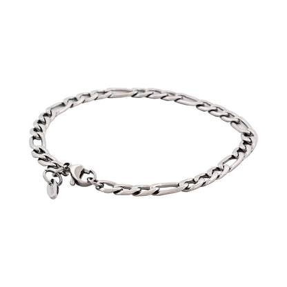 Polished Stainless Steel Figaro Chain Bracelet