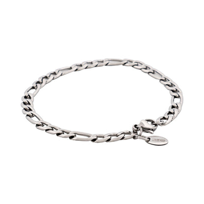 Polished Stainless Steel Figaro Chain Bracelet