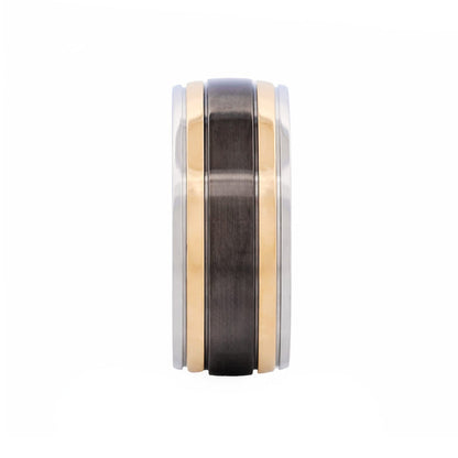 Polished Stainless Steel, Ion Plated Gold & Matt Ion Plated Black Ring