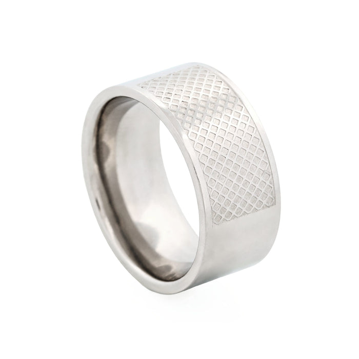 Polished Stainless Steel Ring with Lattice pattern