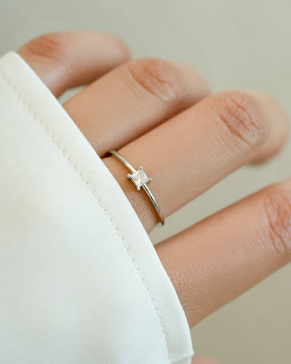 Princess Cut Dainty Ring