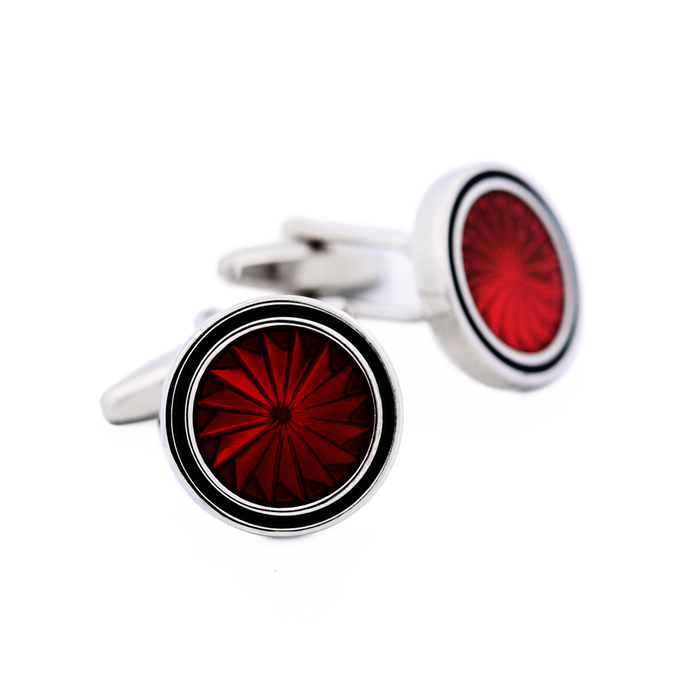 Red Resin Round Cufflinks
