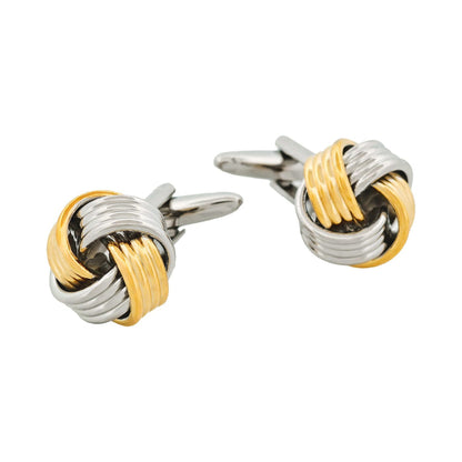 Rh & Gold Plated Knot Cufflinks 242-11