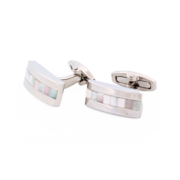 Rhod Blue Pink Mother Of Pearl Cufflinks