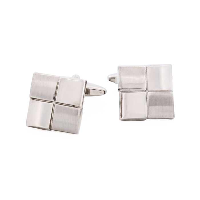 Rhod Brush Rhodium Cufflinks