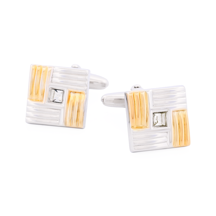 Rhod Gold Plated Cufflinks Cubic Zirconia