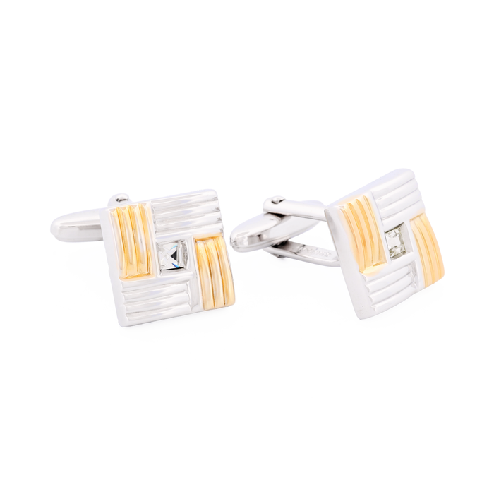 Rhod Gold Plated Cufflinks Cubic Zirconia