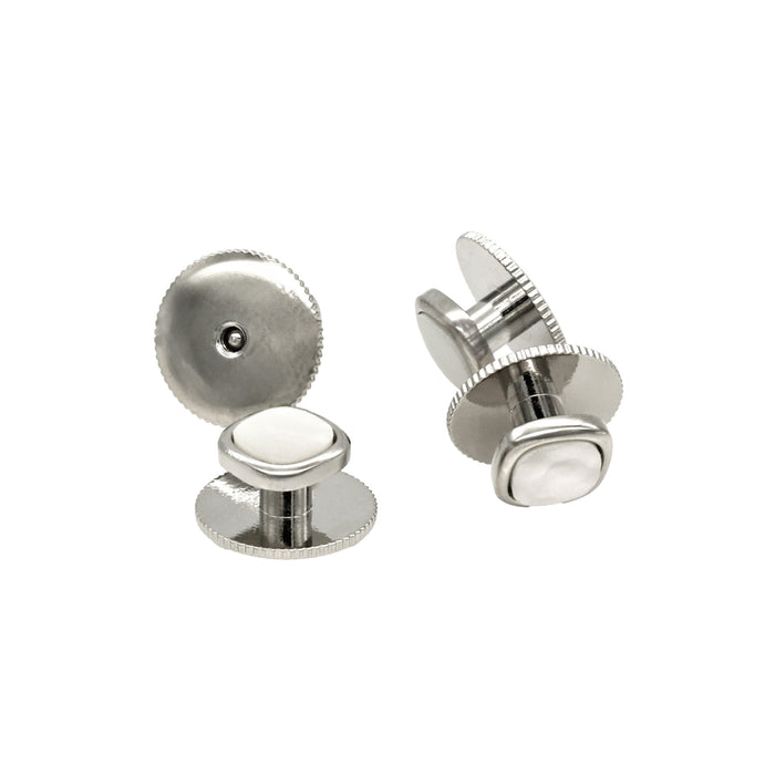 Rhod Mother Of Pearl Cushion Screw Shirt Stud (set of 4)