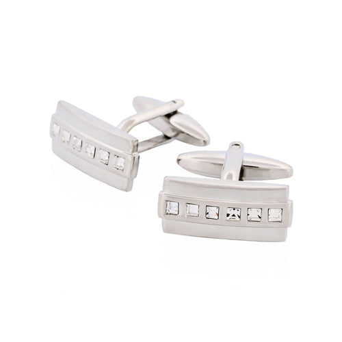 Rhodium Crystal Cufflinks