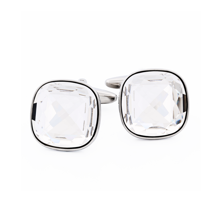 Rhodium Crystal Cufflinks