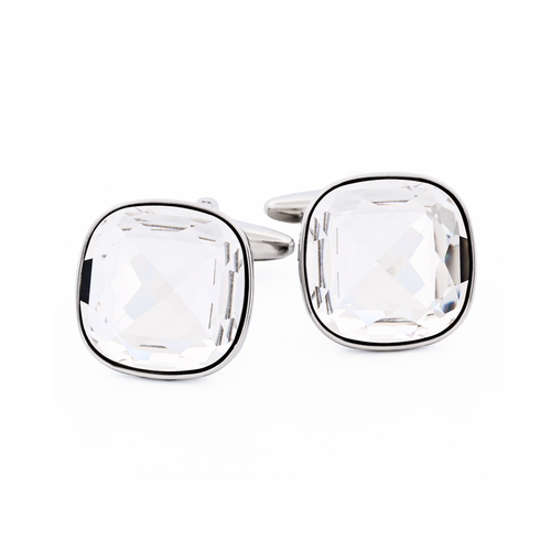 Rhodium Crystal Cufflinks
