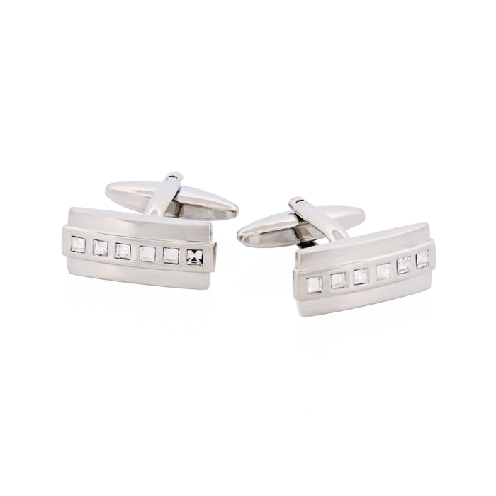 Rhodium Crystal Cufflinks
