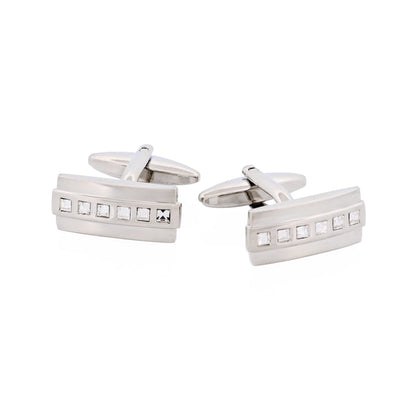 Rhodium Crystal Cufflinks