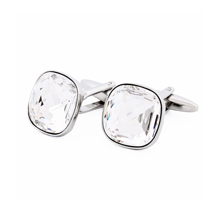 Rhodium Crystal Cufflinks
