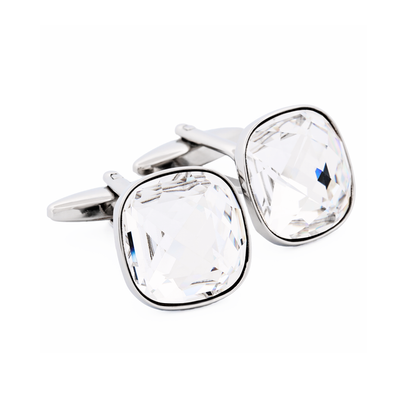 Rhodium Crystal Cufflinks