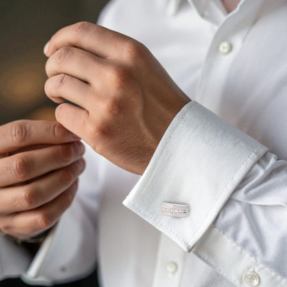 Rhodium Crystal Cufflinks