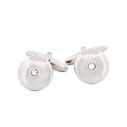 Rhodium Plated Crystal Cufflinks