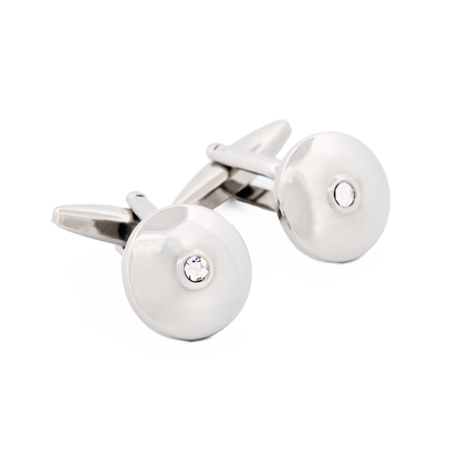 Rhodium Plated Crystal Cufflinks